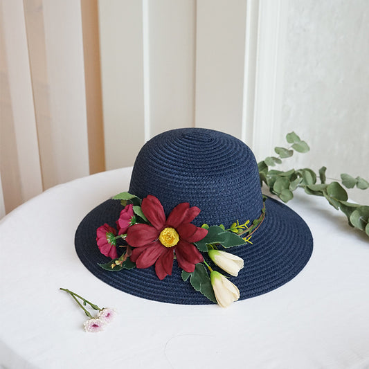 Big Flower Straw Hat Female Sun Hat Summer Hat Fashion Big Brim Sun Hat Outdoor Sunscreen Basin Hat