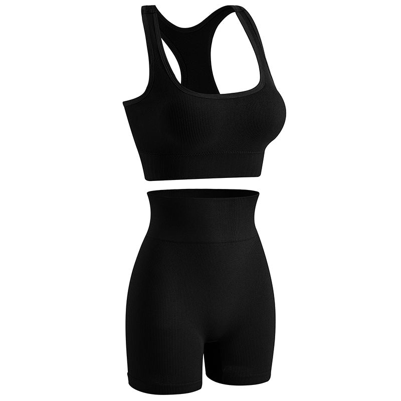 Women's Wireless Sports Yoga Bra And Shorts Suit