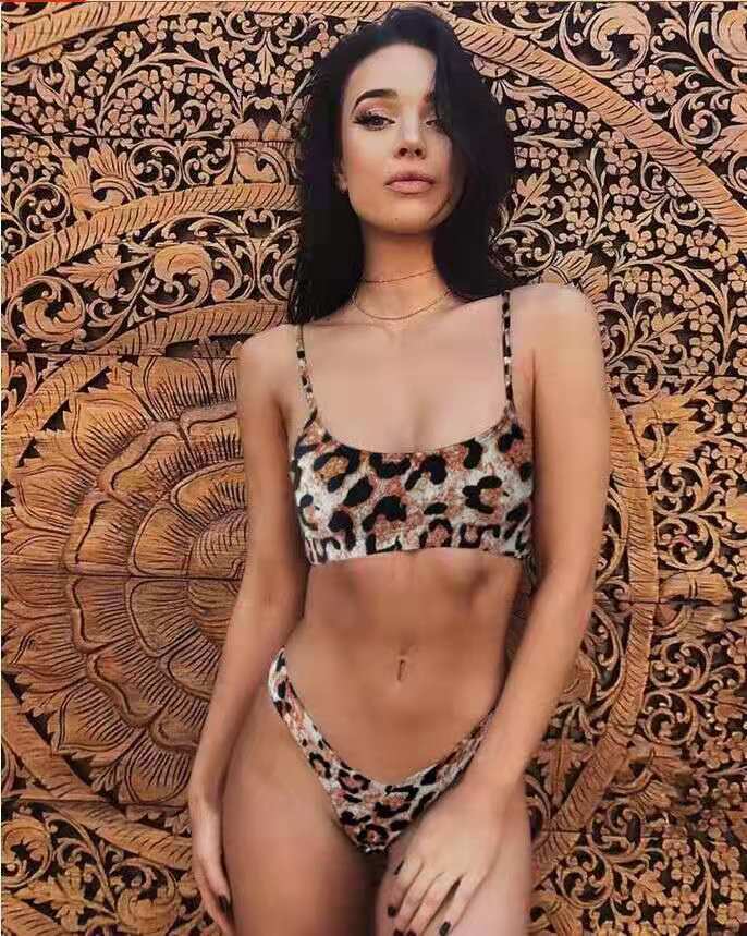 Ladies leopard print bikini swimsuit
